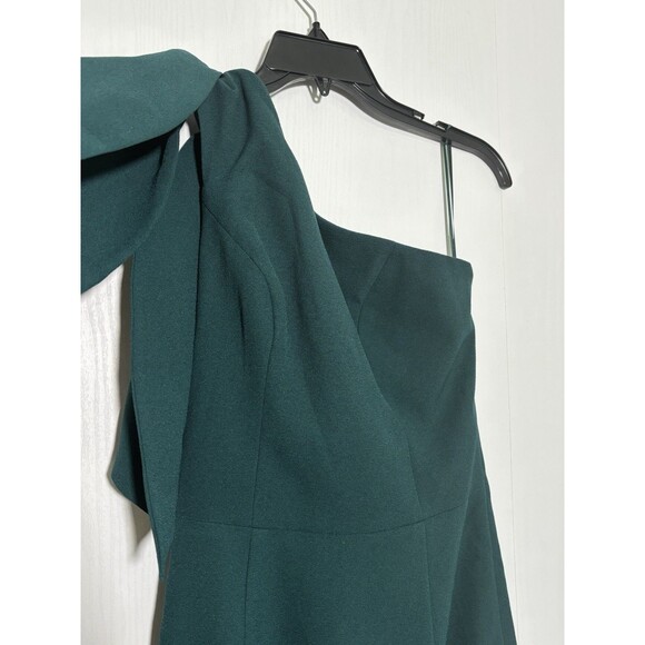 DRESS THE POPULATION Midi Dress Womens Small Green Tiffany One-Shoulder Bow New - Picture 4 of 16